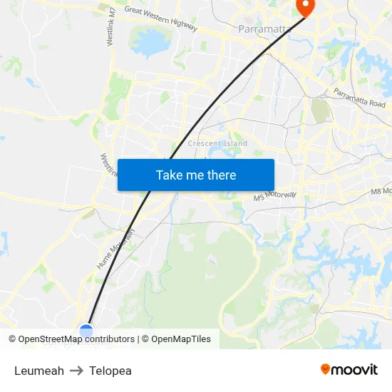 Leumeah to Telopea map