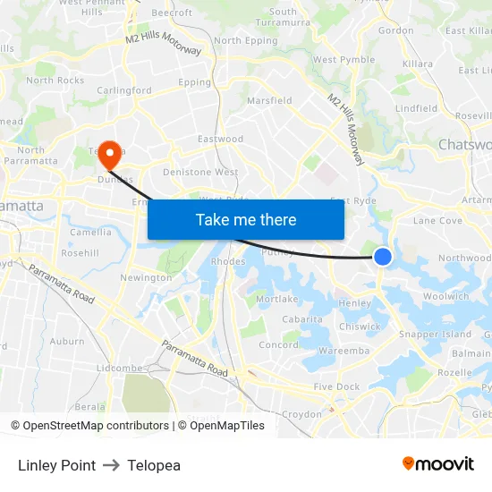 Linley Point to Telopea map