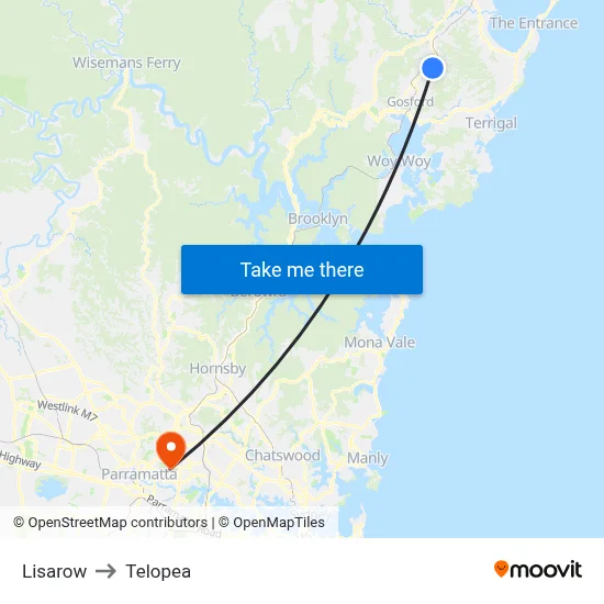 Lisarow to Telopea map