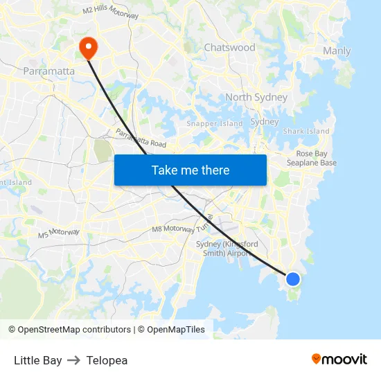 Little Bay to Telopea map