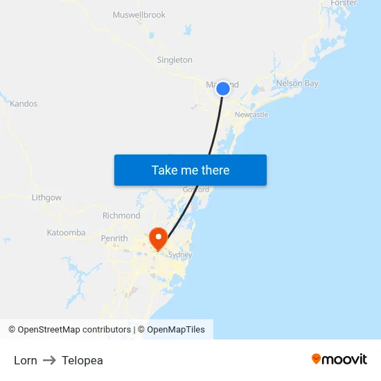Lorn to Telopea map
