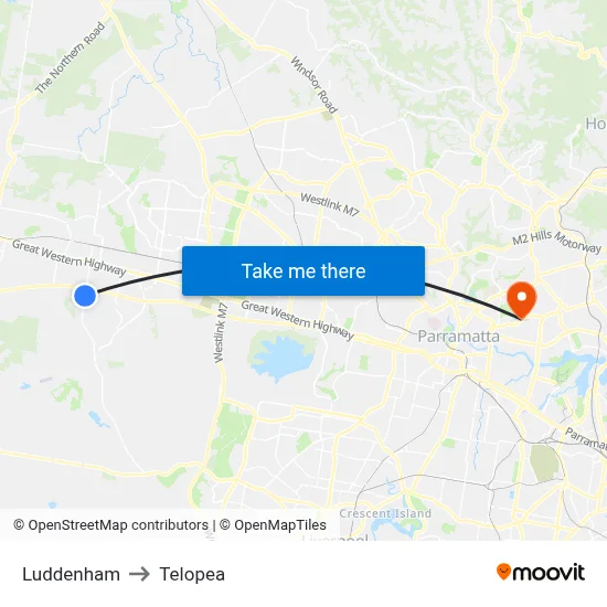 Luddenham to Telopea map