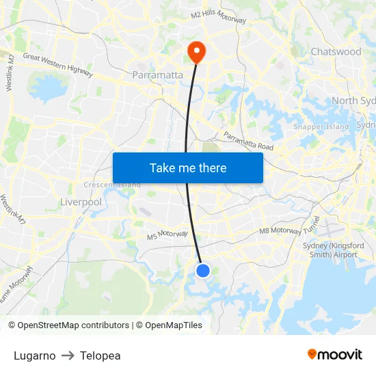 Lugarno to Telopea map
