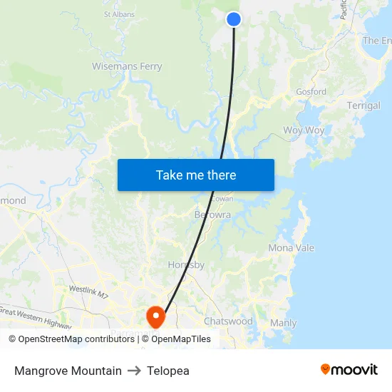Mangrove Mountain to Telopea map