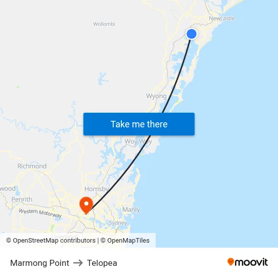 Marmong Point to Telopea map