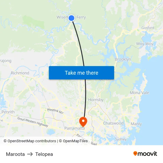 Maroota to Telopea map