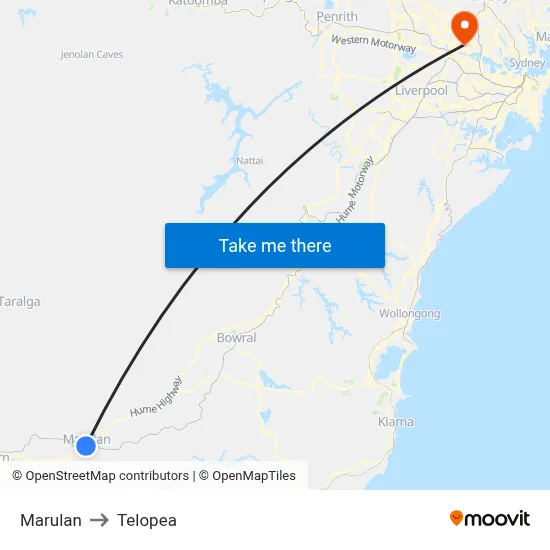 Marulan to Telopea map