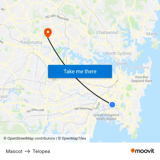 Mascot to Telopea map