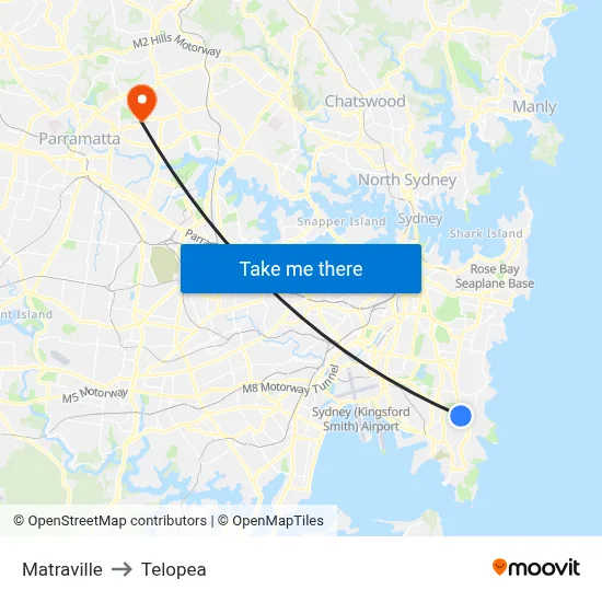 Matraville to Telopea map