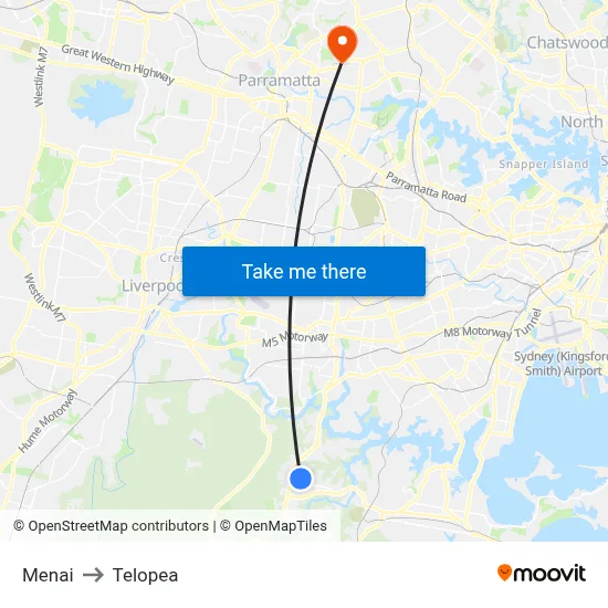 Menai to Telopea map