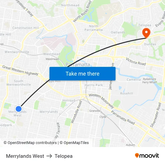 Merrylands West to Telopea map