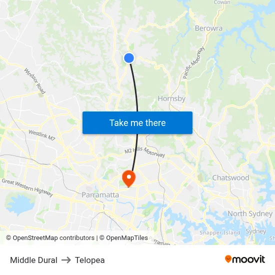 Middle Dural to Telopea map