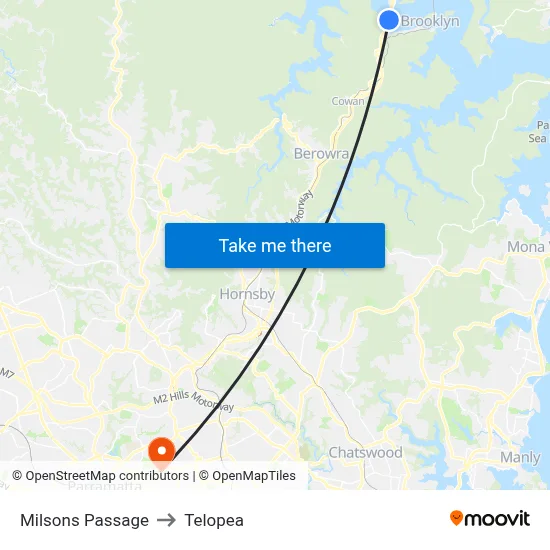 Milsons Passage to Telopea map