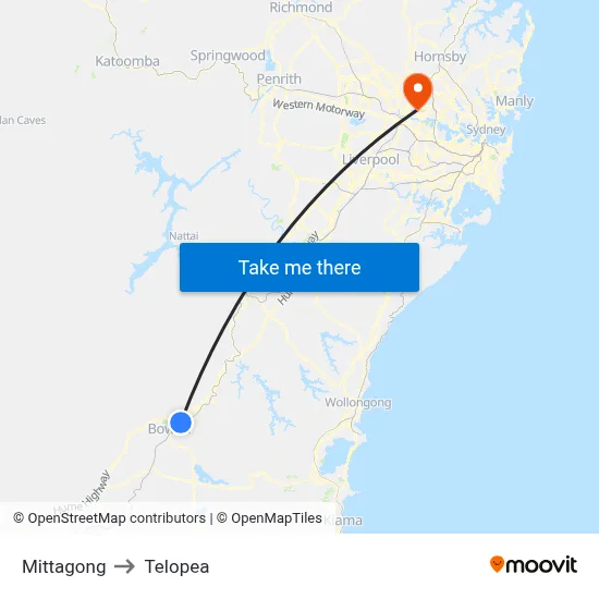 Mittagong to Telopea map