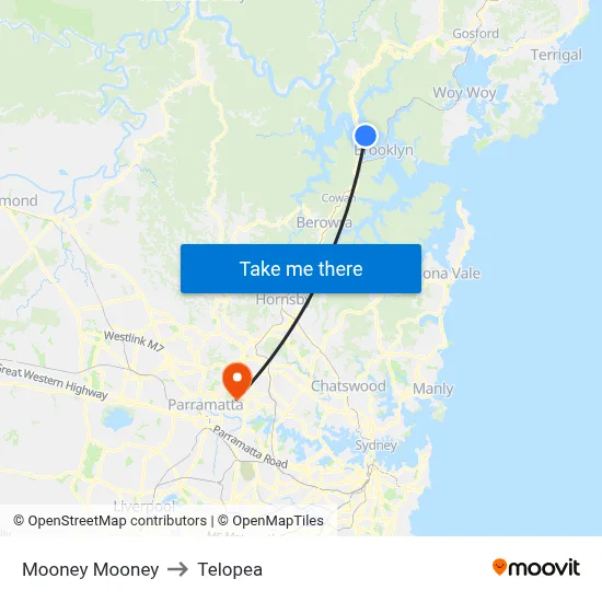 Mooney Mooney to Telopea map