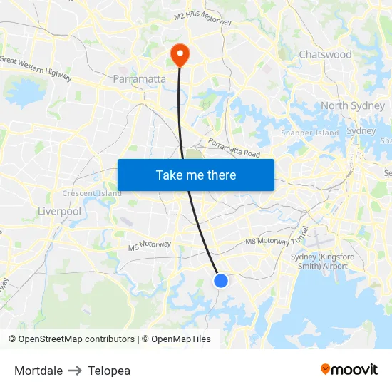Mortdale to Telopea map