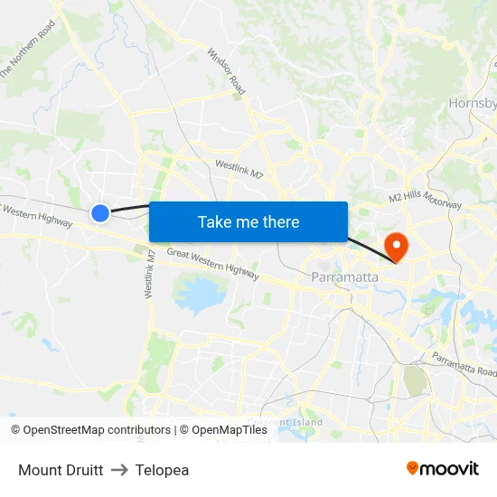 Mount Druitt to Telopea map