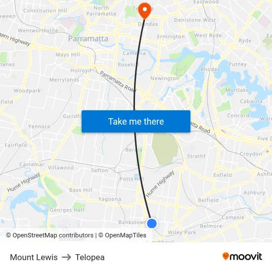 Mount Lewis to Telopea map