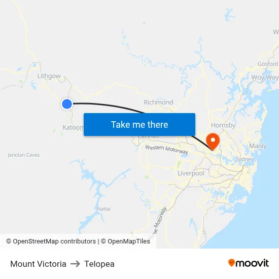 Mount Victoria to Telopea map