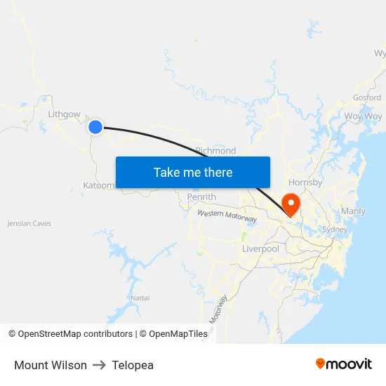 Mount Wilson to Telopea map