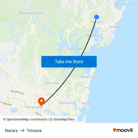 Narara to Telopea map