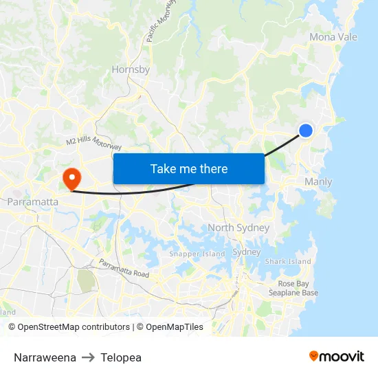 Narraweena to Telopea map