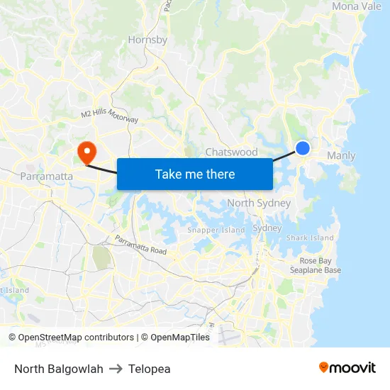 North Balgowlah to Telopea map