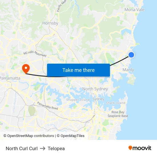 North Curl Curl to Telopea map