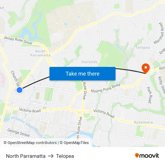 North Parramatta to Telopea map
