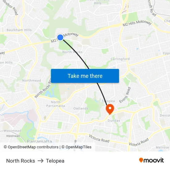 North Rocks to Telopea map