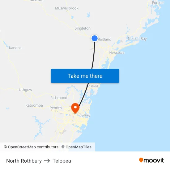 North Rothbury to Telopea map