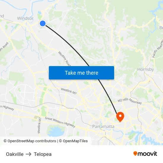 Oakville to Telopea map