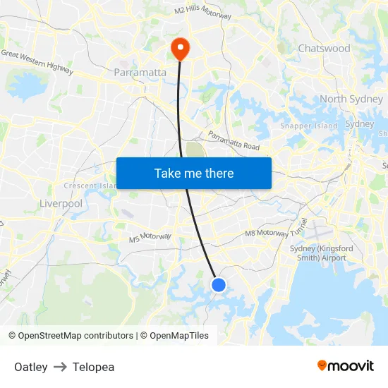 Oatley to Telopea map