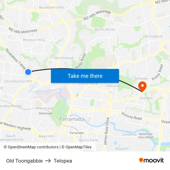 Old Toongabbie to Telopea map