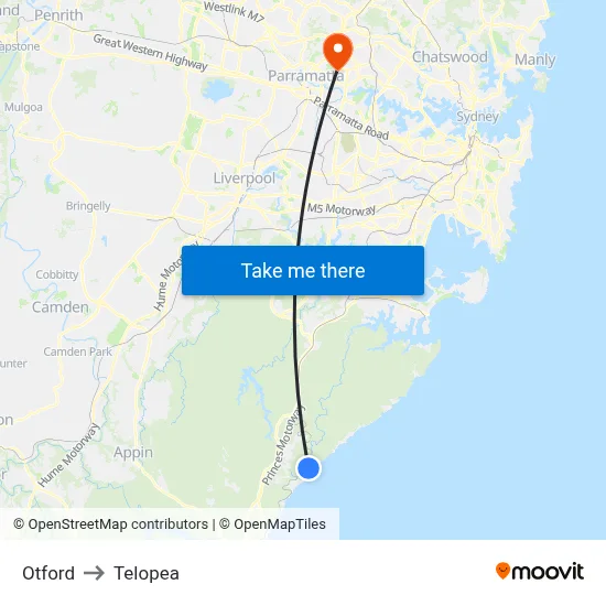 Otford to Telopea map
