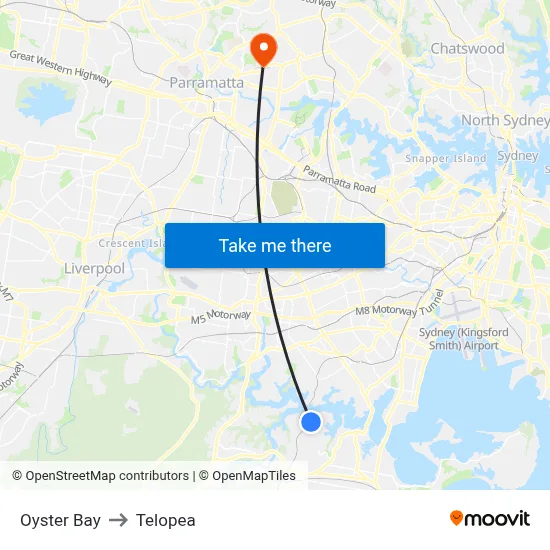 Oyster Bay to Telopea map
