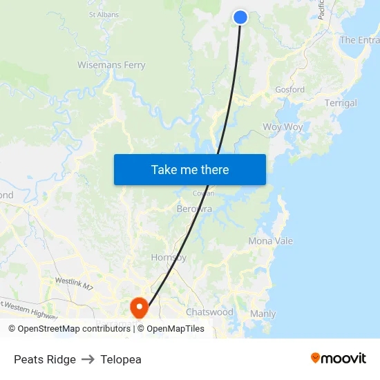 Peats Ridge to Telopea map