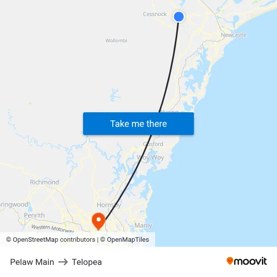 Pelaw Main to Telopea map