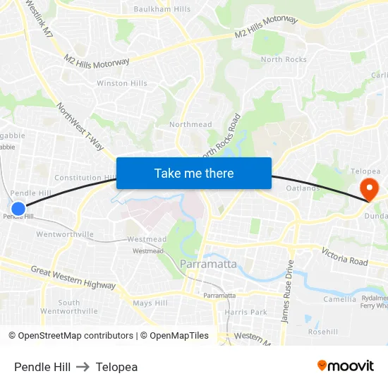 Pendle Hill to Telopea map