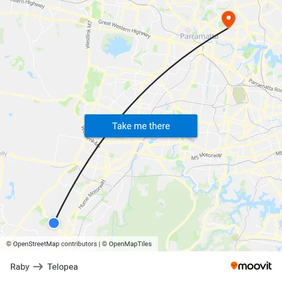 Raby to Telopea map