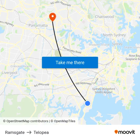 Ramsgate to Telopea map