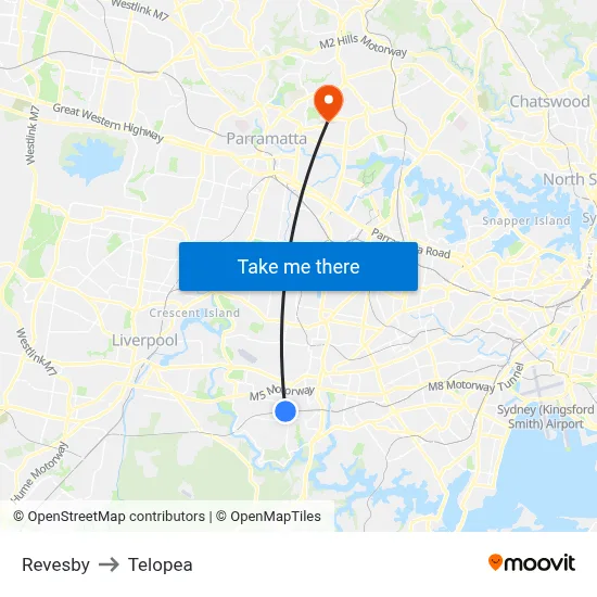 Revesby to Telopea map