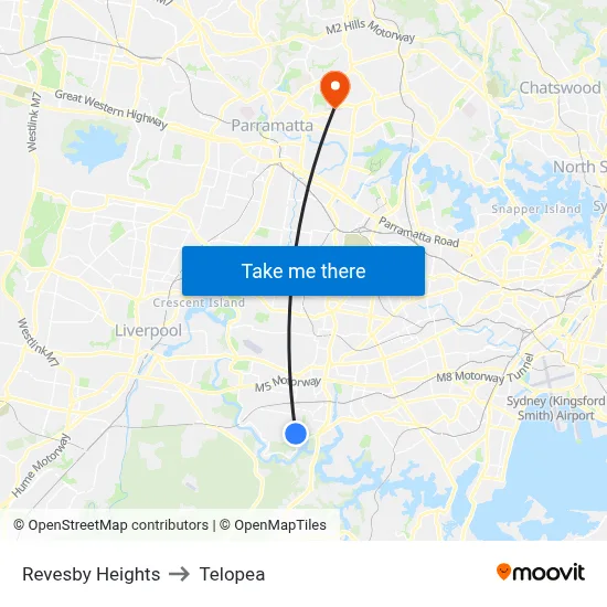 Revesby Heights to Telopea map