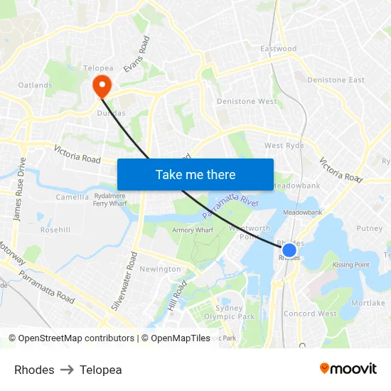 Rhodes to Telopea map