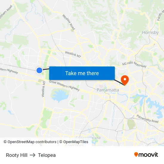 Rooty Hill to Telopea map