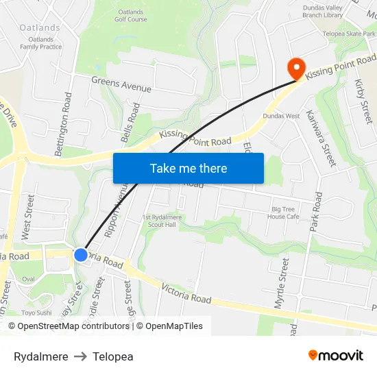 Rydalmere to Telopea map