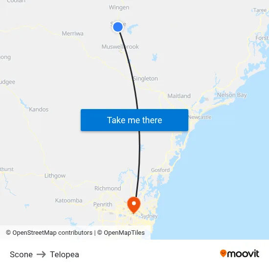 Scone to Telopea map