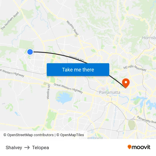 Shalvey to Telopea map