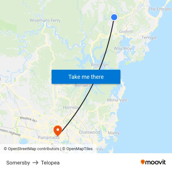 Somersby to Telopea map
