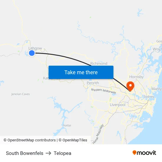 South Bowenfels to Telopea map